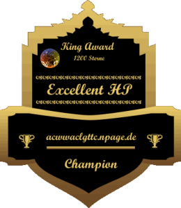 King Award Medaille Champion ACWWACLGTTC