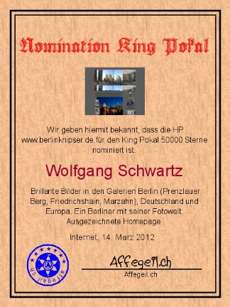 King Award Nominationsurkunde Berlinknipser