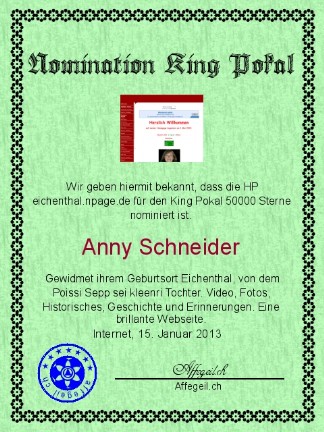 King Award Nominationsurkunde Eichenthal
