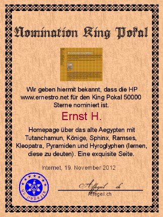 King Award Nominationsurkunde Ernestro