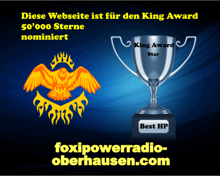 King Award Nominationsschild Foxipower-Radio Oberhausen