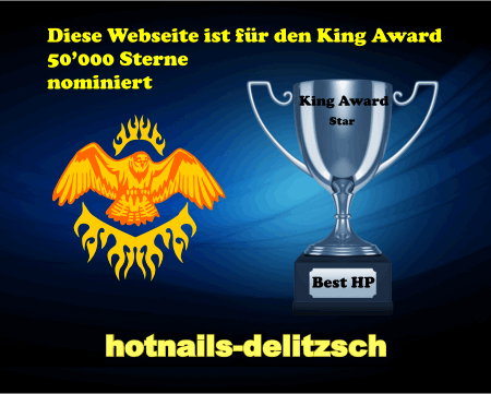 King Award Nominationsschild Hotnails Delitzsch