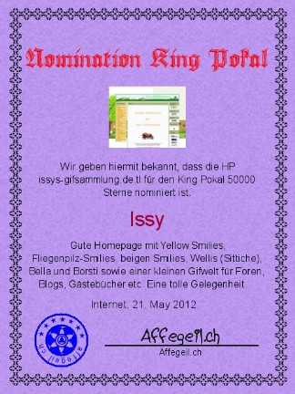 King Award Nominationsurkunde Issys Gifsammlung