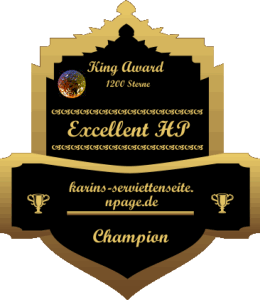 King Award Medaille Champion Karins Serviettenseite