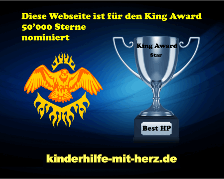 King Award Nominationsschild Kinderhilfe-mit-Herz