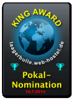King Award Nominationsschild Lagerbulle Web-Hostell