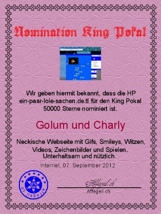 King Award Nominationsurkunde Ein paar lole Sachen