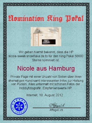 King Award Nominationsurkunde Nicole sweet snowflake