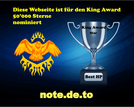 King Award Nominationsschild Note