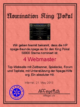 King Award Nominationsurkunde Npage Freunde