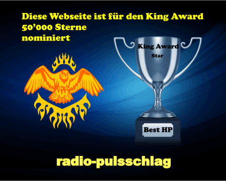 King Award Nominationsschild Radio Pulsschlag