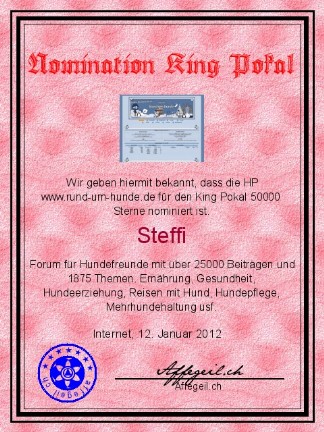 King Award Nominationsurkunde Rund-um-Hunde