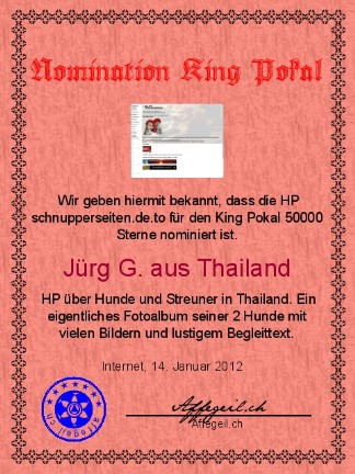 King Award Nominationsurkunde Schnupperseiten