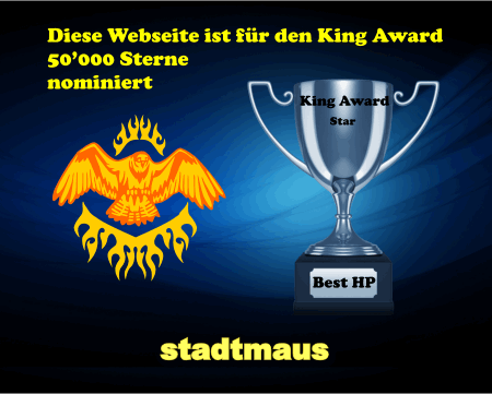 King Award Nominationsschild Stadtmaus