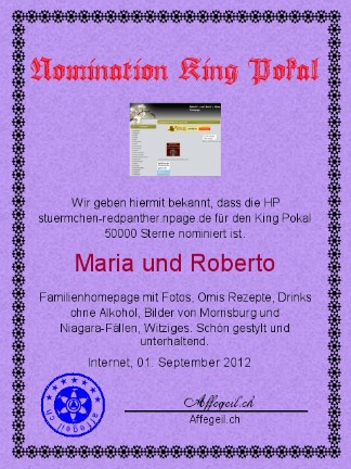 King Award Nominationsurkunde Stuermchen Redpanther