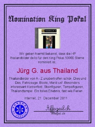 King Award Nominationsurkunde Thailandbilder