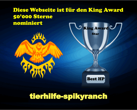 King Award Nominationsschild Tierhilfe-Spikyranch