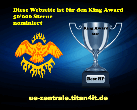 King Award Nominationsschild Ue-Zentrale
