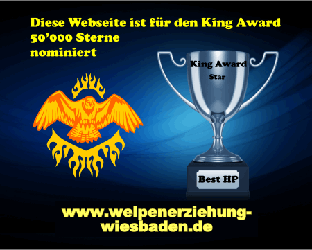 King Award Nominationsschild Welpenerziehung-Wiesbaden