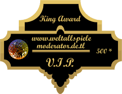 King Award Medaille VIP Weltallspielemoderator