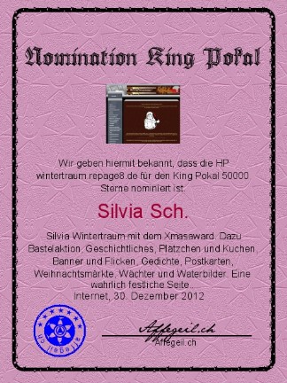 King Award Nominationsurkunde Wintertraum