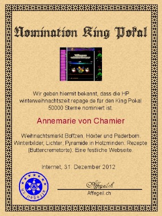 King Award Nominationsurkunde Winterweihnachtszeit